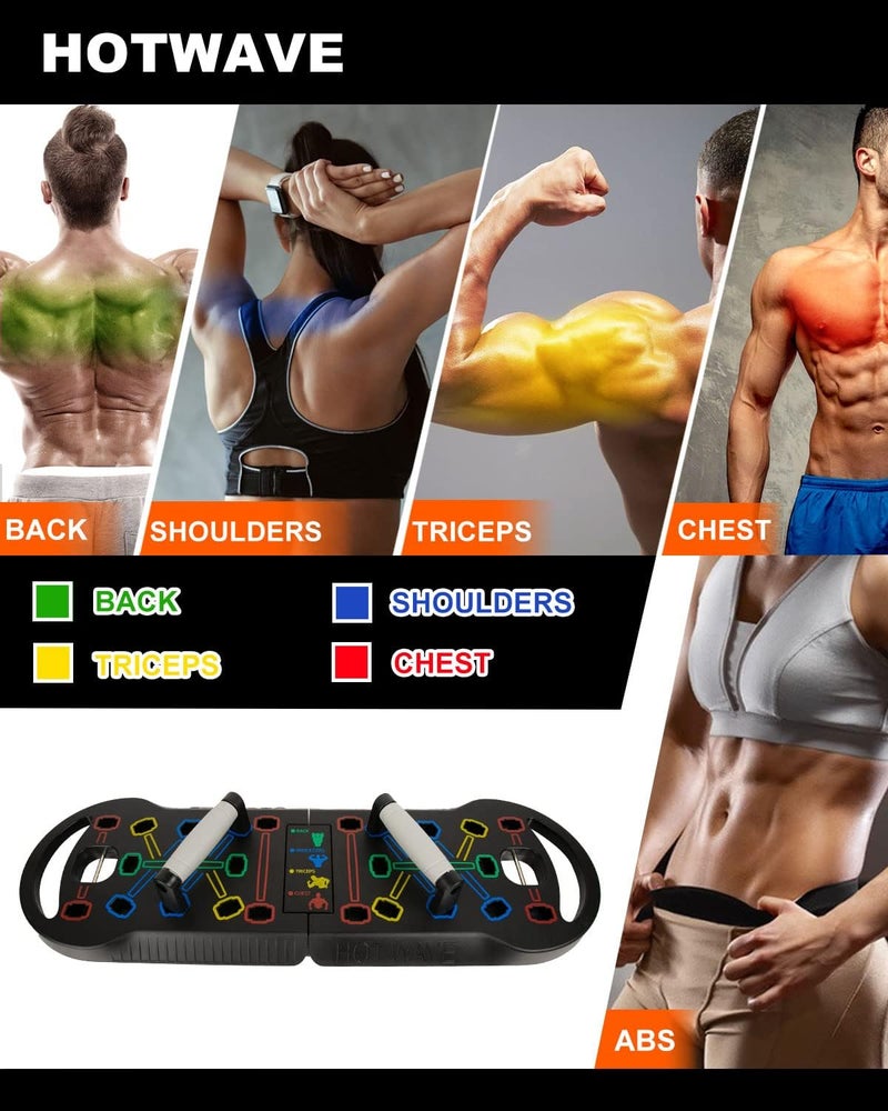 Hot Wave Push Up Board Fitness, Portable Foldable 20 in 1 Push Up Bar at Home Gym, Pushup Handles for Floor. Professional Strength Training Equipment For Man and Women,Patent Pending - Image 2